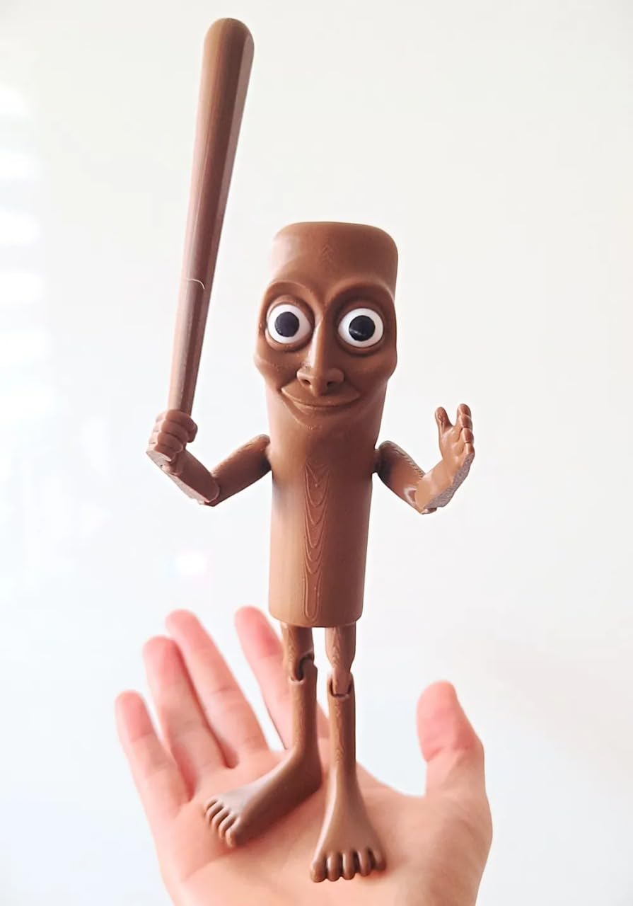 Beoals Tung Tung Tung Sahur 6-Inch Action Figure | Funny Meme Toy Collectible | Italian Brainrot Viral Figurine Gift | 3D Printed Articulated Model with Bat – Brown (Pack of 1)
