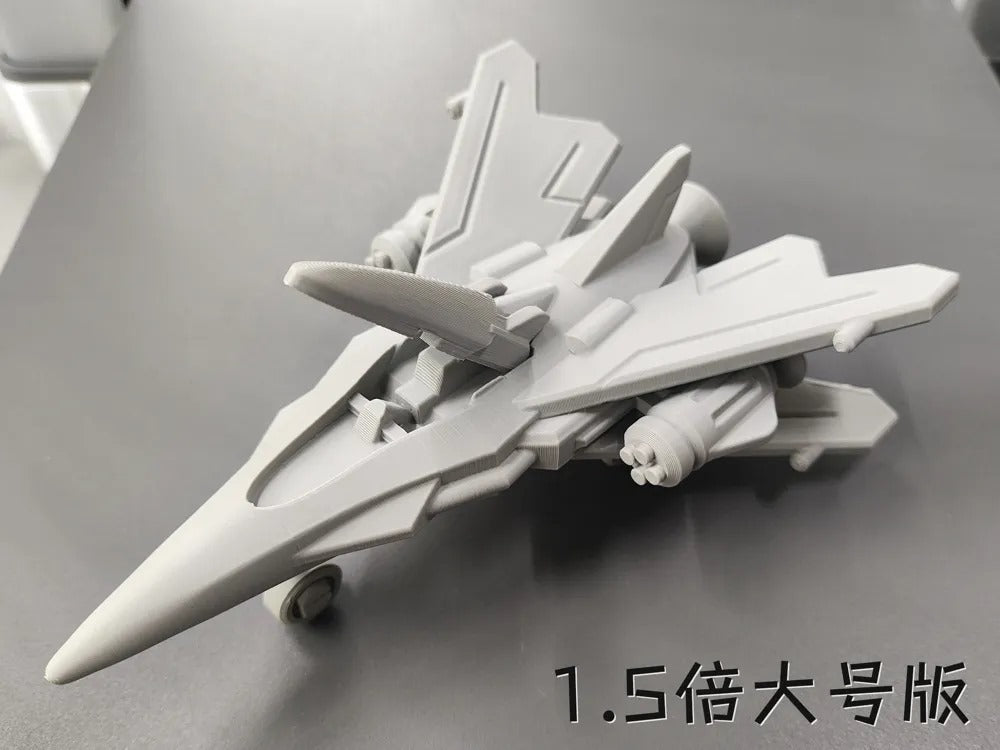 Beoals Unpainted 3D Printed Sci-Fi Fighter Jet Model | Futuristic Transformable Aerospace Miniature for Mecha & Gaming Hobbyists