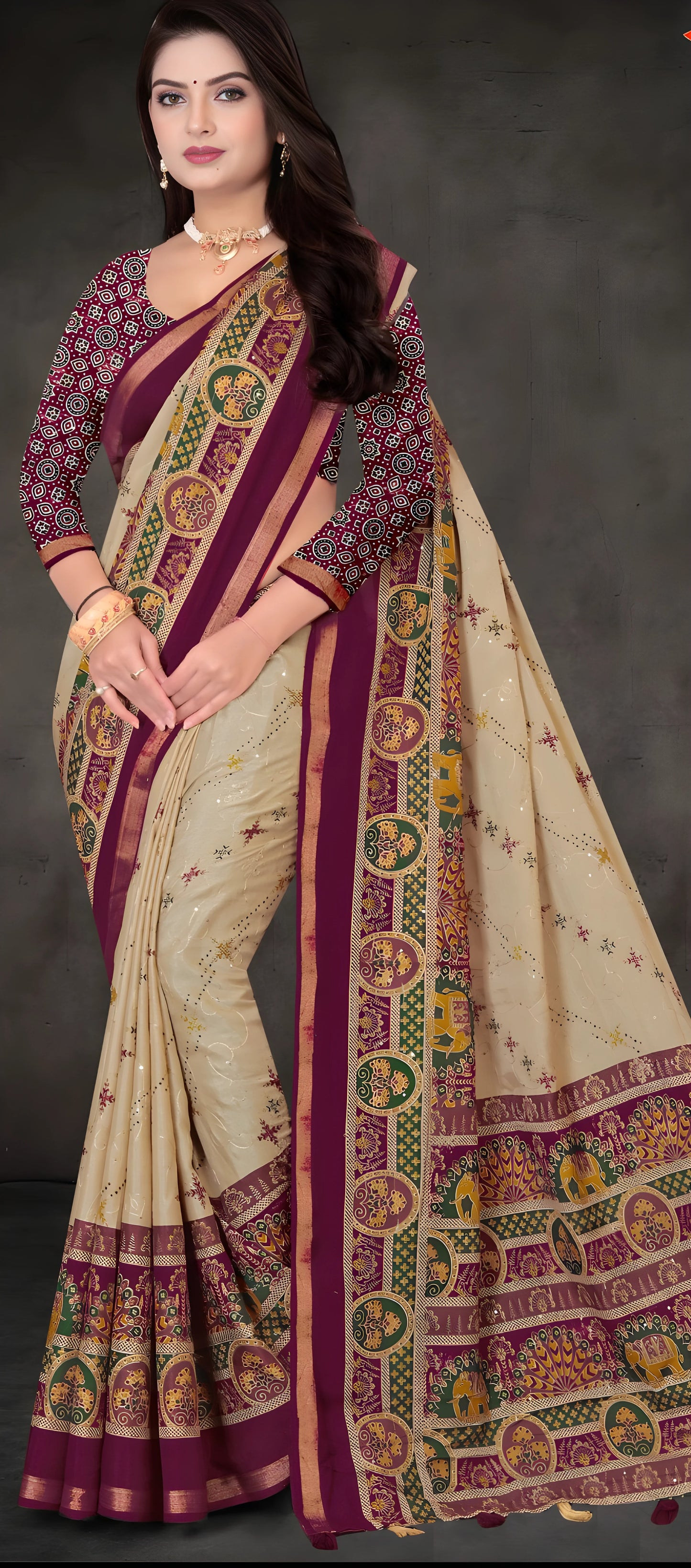 Sari for Women Heavy Rich Pallu with Unstitched Heavy Blouse Silk Printed Traditional Saree for Women