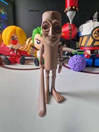 Beoals Tung Tung Tung Sahur 6-Inch Action Figure | Funny Meme Toy Collectible | Italian Brainrot Viral Figurine Gift | 3D Printed Articulated Model with Bat – Brown (Pack of 1)