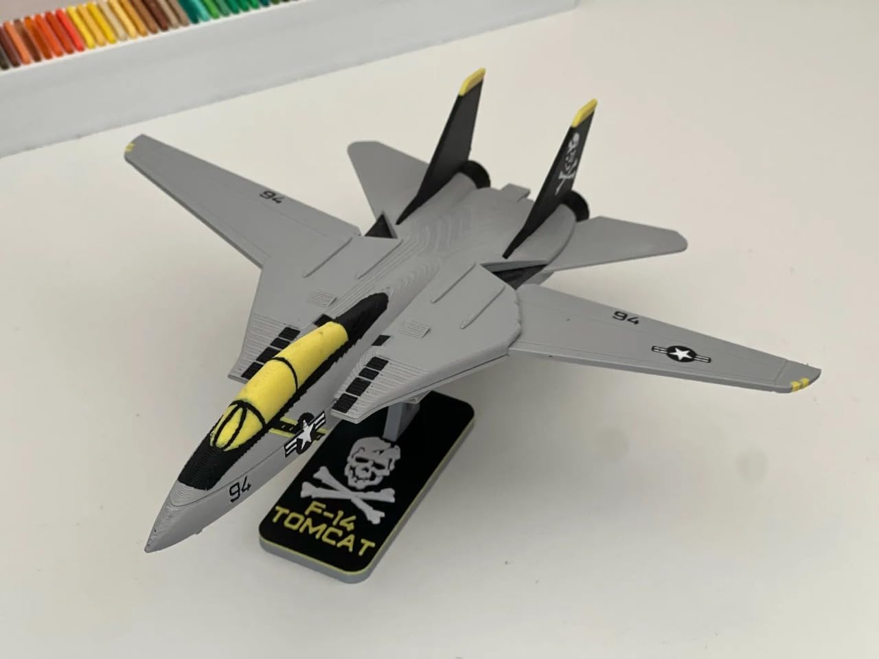 F-14 Tomcat Fighter Jet Model Kit | 3D Metal DIY Assembly Set | Blue & Grey Scale Aircraft | Desktop Display Base | Aviation Collectible for Hobbyists & Kids