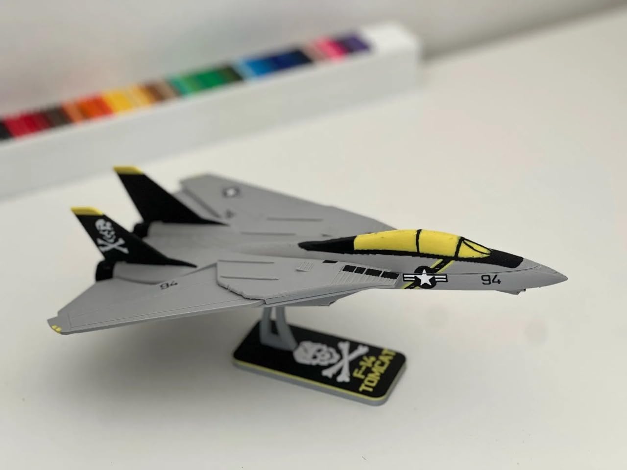 F-14 Tomcat Fighter Jet Model Kit | 3D Metal DIY Assembly Set | Blue & Grey Scale Aircraft | Desktop Display Base | Aviation Collectible for Hobbyists & Kids