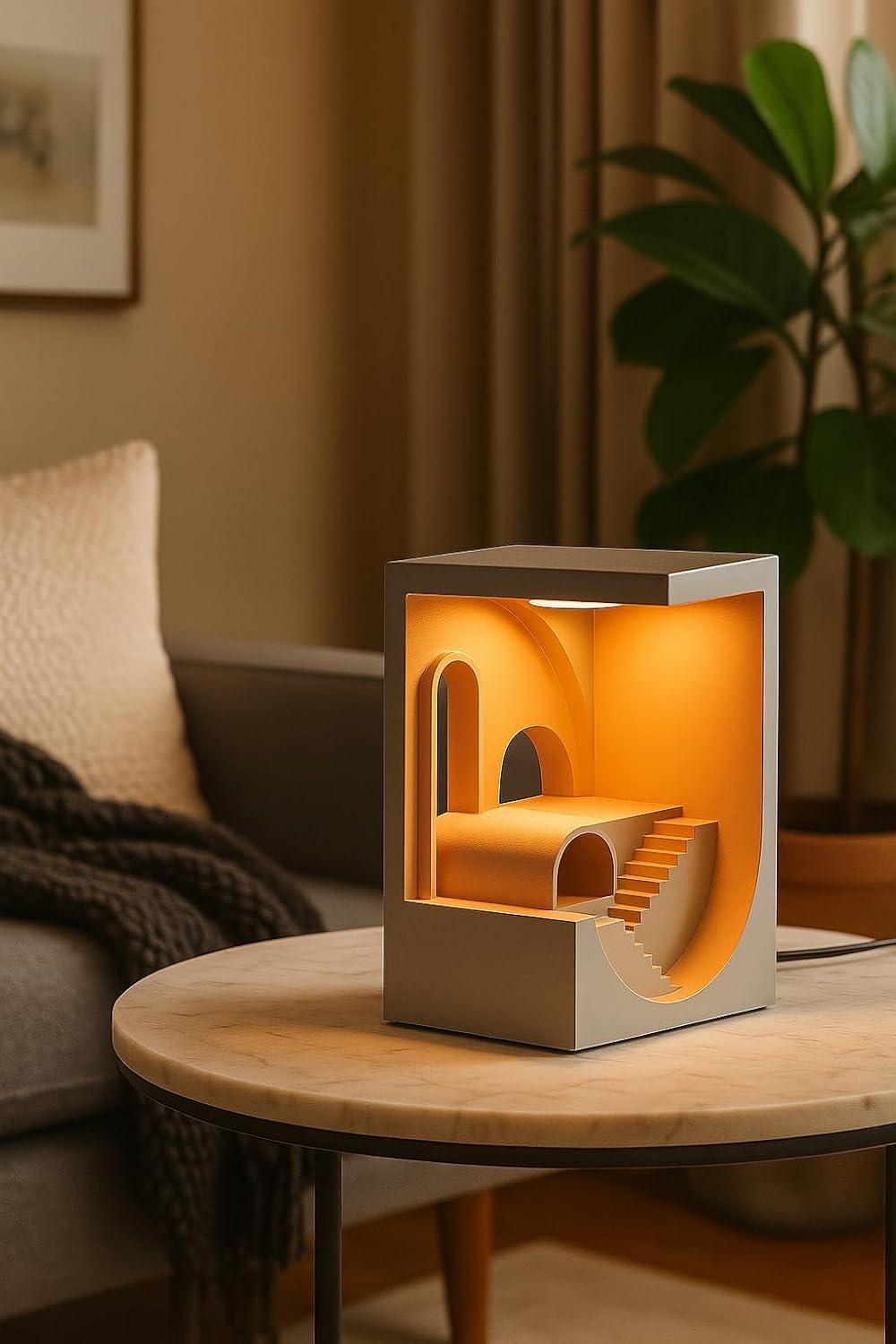 Beoals Modern Architectural LED Night Light, Minimalist Design Table Lamp, White Color Interior