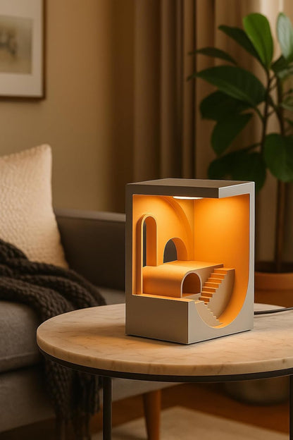 Beoals Modern Architectural LED Night Light, Minimalist Design Table Lamp, White Color Interior