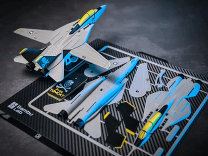F-14 Tomcat Fighter Jet Model Kit | 3D Metal DIY Assembly Set | Blue & Grey Scale Aircraft | Desktop Display Base | Aviation Collectible for Hobbyists & Kids