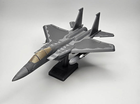 Beoals F-15 Eagle Fighter Jet Model Aircraft | Die-Cast Metal Collectible | Grey Military Jet Replica with Display Stand | Aviation Desk Decor & Collector Gift