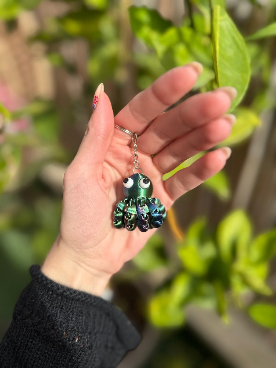 Beoals 3D Printed Octopus Keychain – Cute Flexible Mini Toy for Kids & Gifts (Set of 3 Colors)