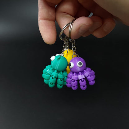 Beoals 3D Printed Octopus Keychain – Cute Flexible Mini Toy for Kids & Gifts (Set of 3 Colors)