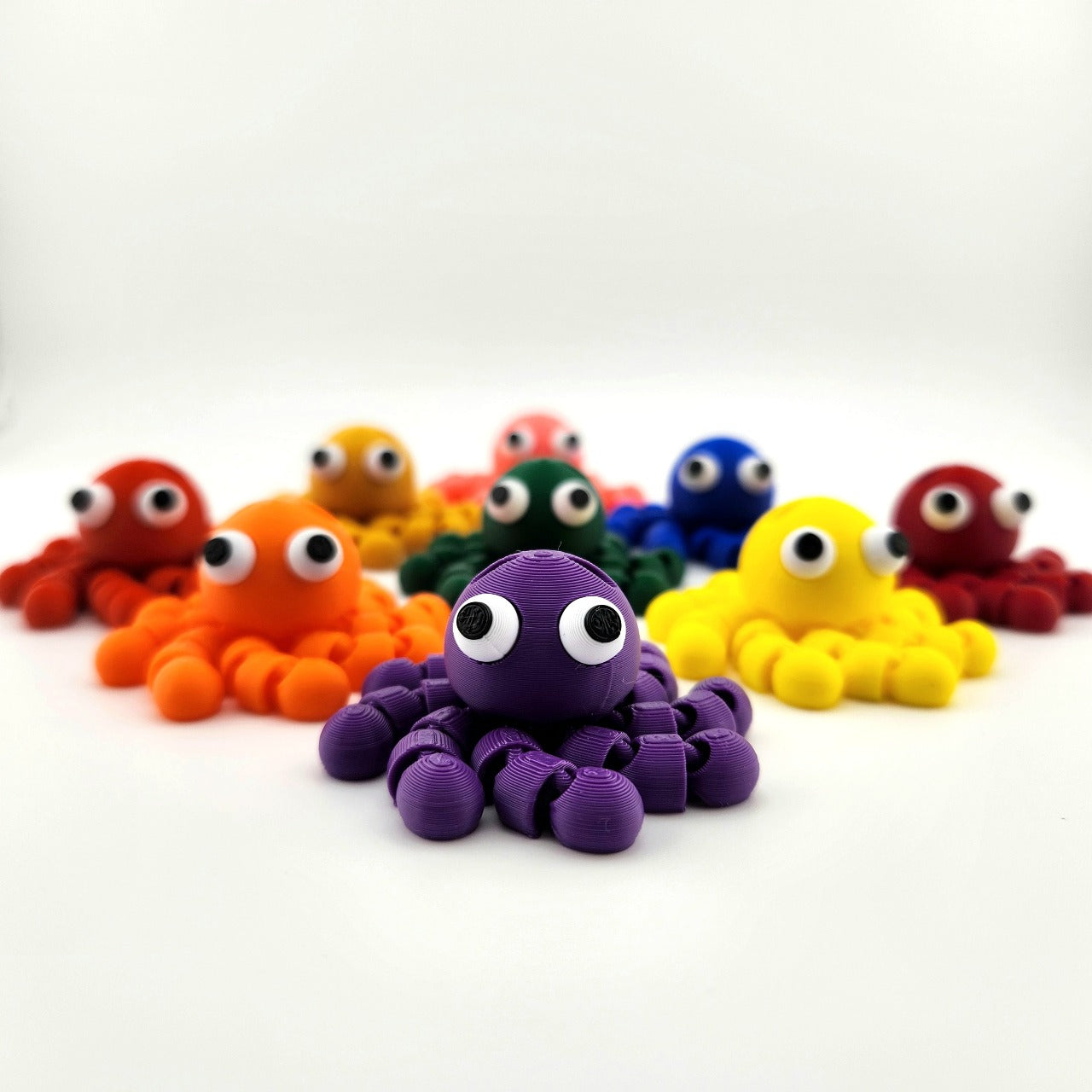 Beoals 3D Printed Octopus Keychain – Cute Flexible Mini Toy for Kids & Gifts (Set of 3 Colors)