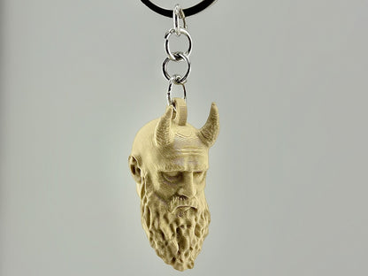 Beoals 3D Printed Viking Head Keychain – Unique Warrior Beard Design for Men, Car & Bike Key Ring (Beige)