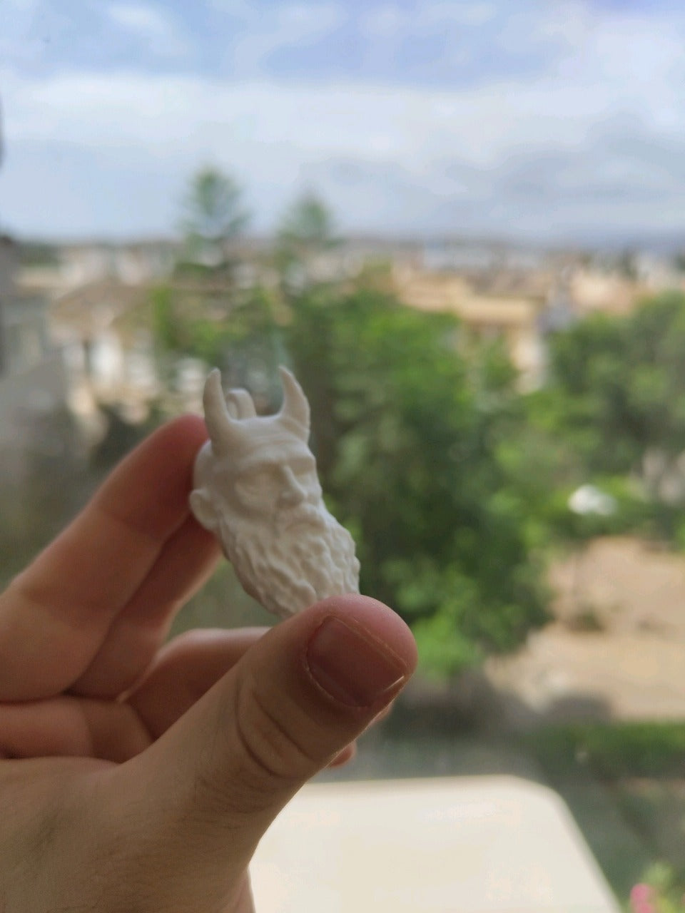 Beoals 3D Printed Viking Head Keychain – Unique Warrior Beard Design for Men, Car & Bike Key Ring (Beige)