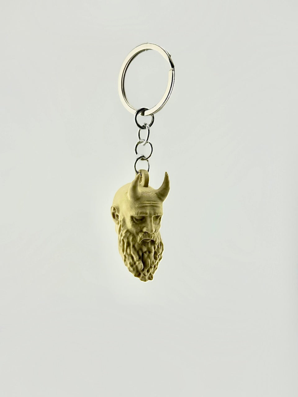 Beoals 3D Printed Viking Head Keychain – Unique Warrior Beard Design for Men, Car & Bike Key Ring (Beige)
