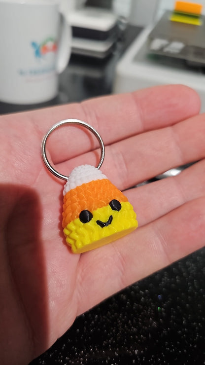 Beoals Cute Smiling Candy Corn Keychain - Kawaii Halloween Keyring