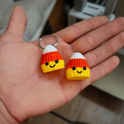 Beoals Cute Smiling Candy Corn Keychain - Kawaii Halloween Keyring