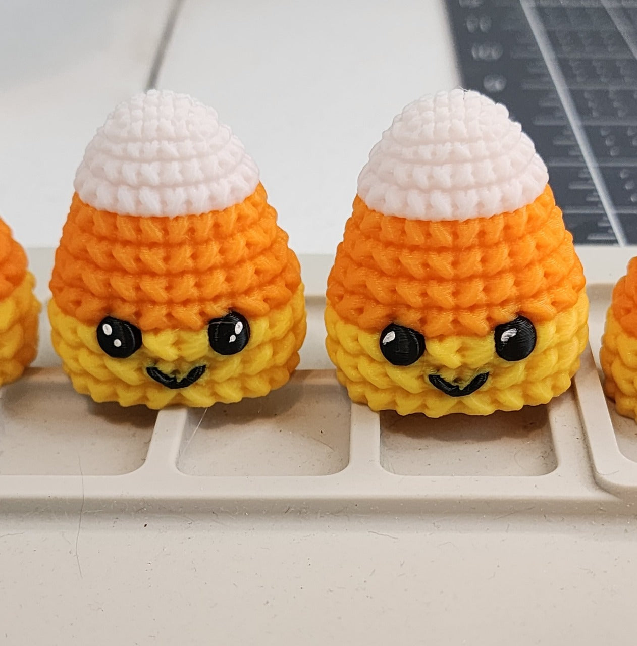 Beoals Cute Smiling Candy Corn Keychain - Kawaii Halloween Keyring