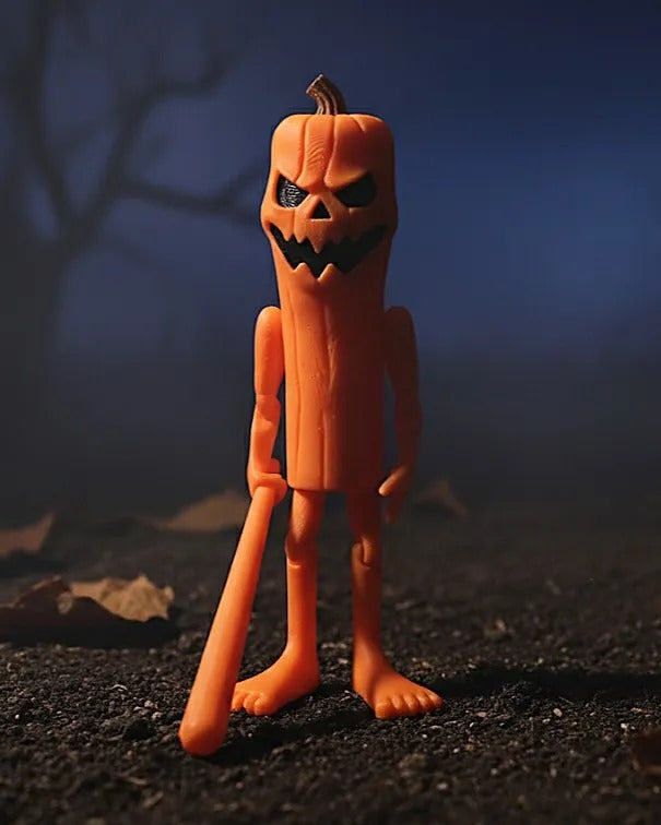 Beoals Articulated Halloween Pumpkin Monster Action Figure | 3D Printed Orange Horror Figurine with Baseball Bat Accessory