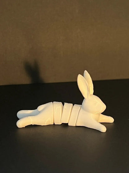 Beoals Segmented White Rabbit Desk Sculpture | Modular Bunny Art Figurine
