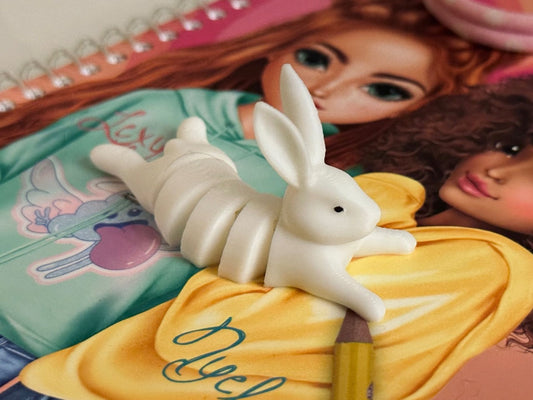 Beoals Segmented White Rabbit Desk Sculpture | Modular Bunny Art Figurine