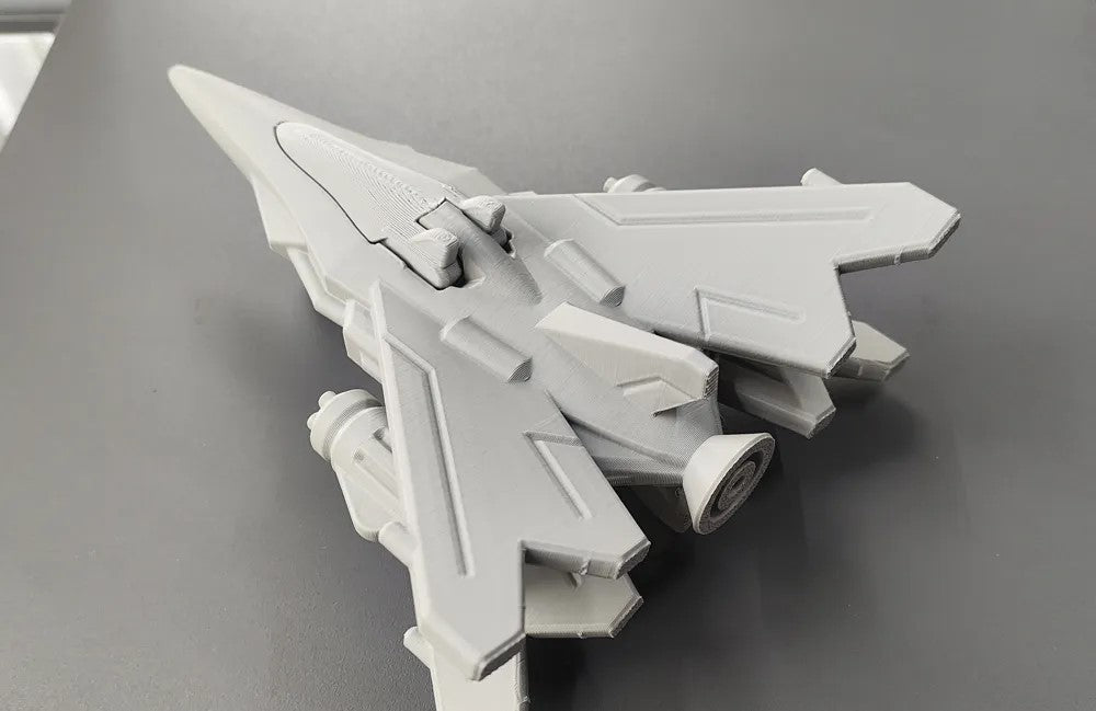 Beoals Unpainted 3D Printed Sci-Fi Fighter Jet Model | Futuristic Transformable Aerospace Miniature for Mecha & Gaming Hobbyists