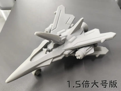 Beoals Unpainted 3D Printed Sci-Fi Fighter Jet Model | Futuristic Transformable Aerospace Miniature for Mecha & Gaming Hobbyists