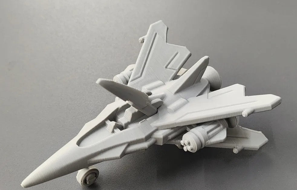 Beoals Unpainted 3D Printed Sci-Fi Fighter Jet Model | Futuristic Transformable Aerospace Miniature for Mecha & Gaming Hobbyists