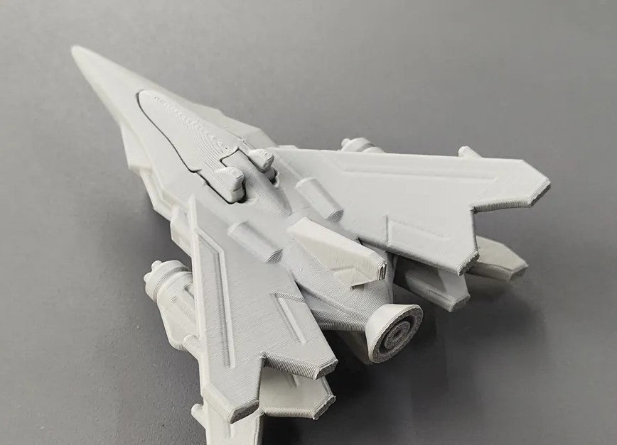Beoals Unpainted 3D Printed Sci-Fi Fighter Jet Model | Futuristic Transformable Aerospace Miniature for Mecha & Gaming Hobbyists