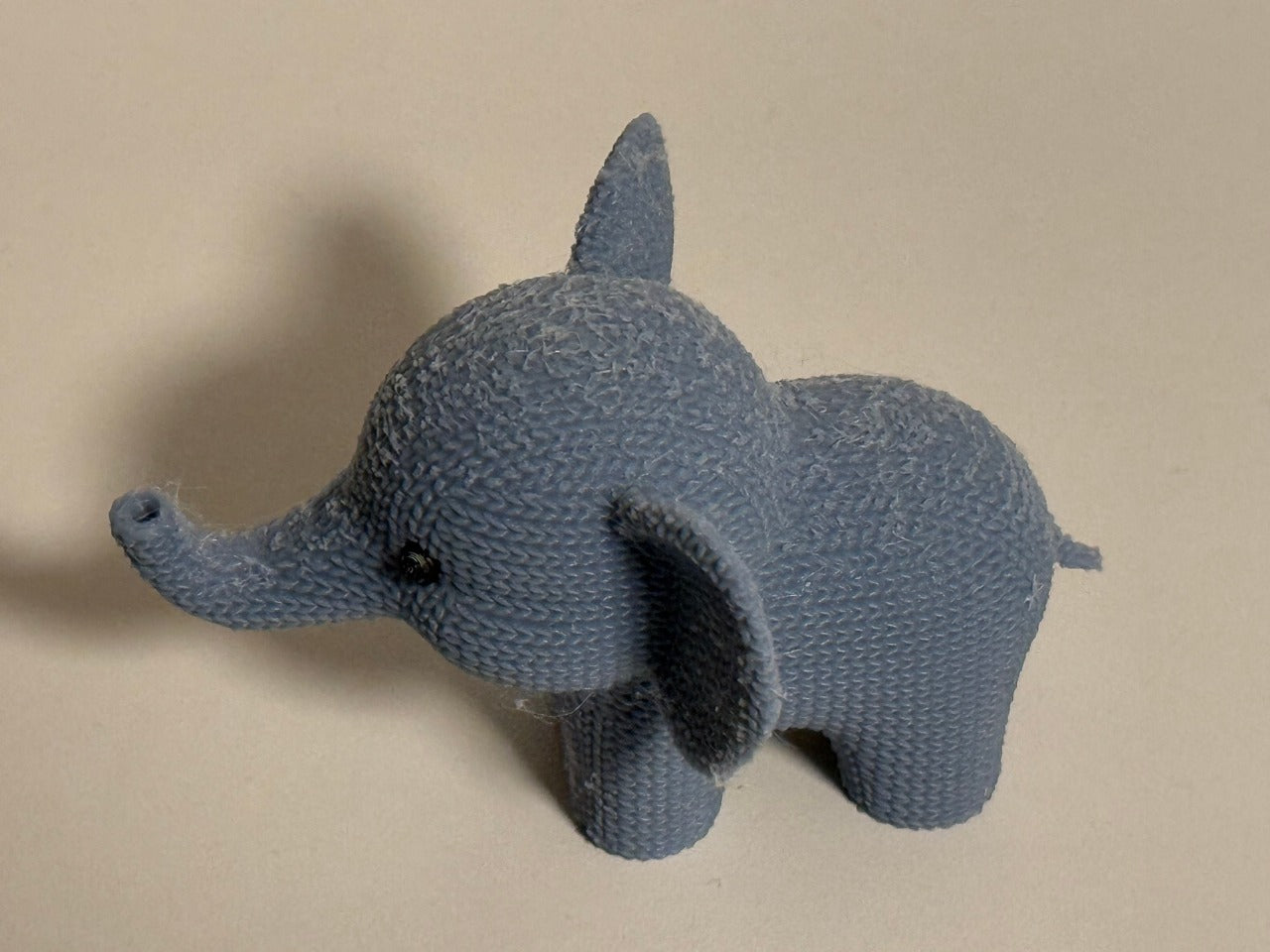 Beoals Woven Texture Gray Elephant Figurine with Button Eye | 3D Printed Knit-Style Safari Nursery Decor Statue