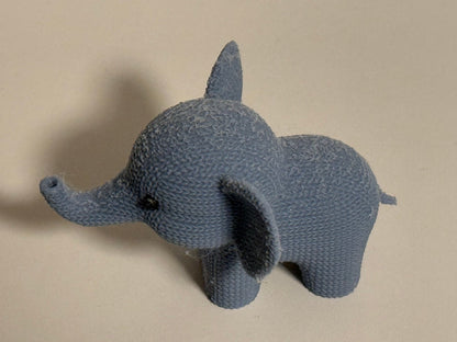 Beoals Woven Texture Gray Elephant Figurine with Button Eye | 3D Printed Knit-Style Safari Nursery Decor Statue