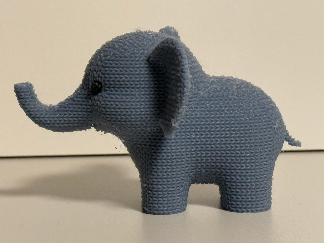 Beoals Woven Texture Gray Elephant Figurine with Button Eye | 3D Printed Knit-Style Safari Nursery Decor Statue
