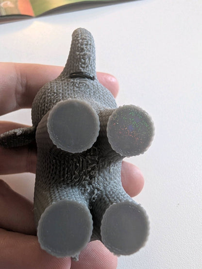 Beoals Woven Texture Gray Elephant Figurine with Button Eye | 3D Printed Knit-Style Safari Nursery Decor Statue