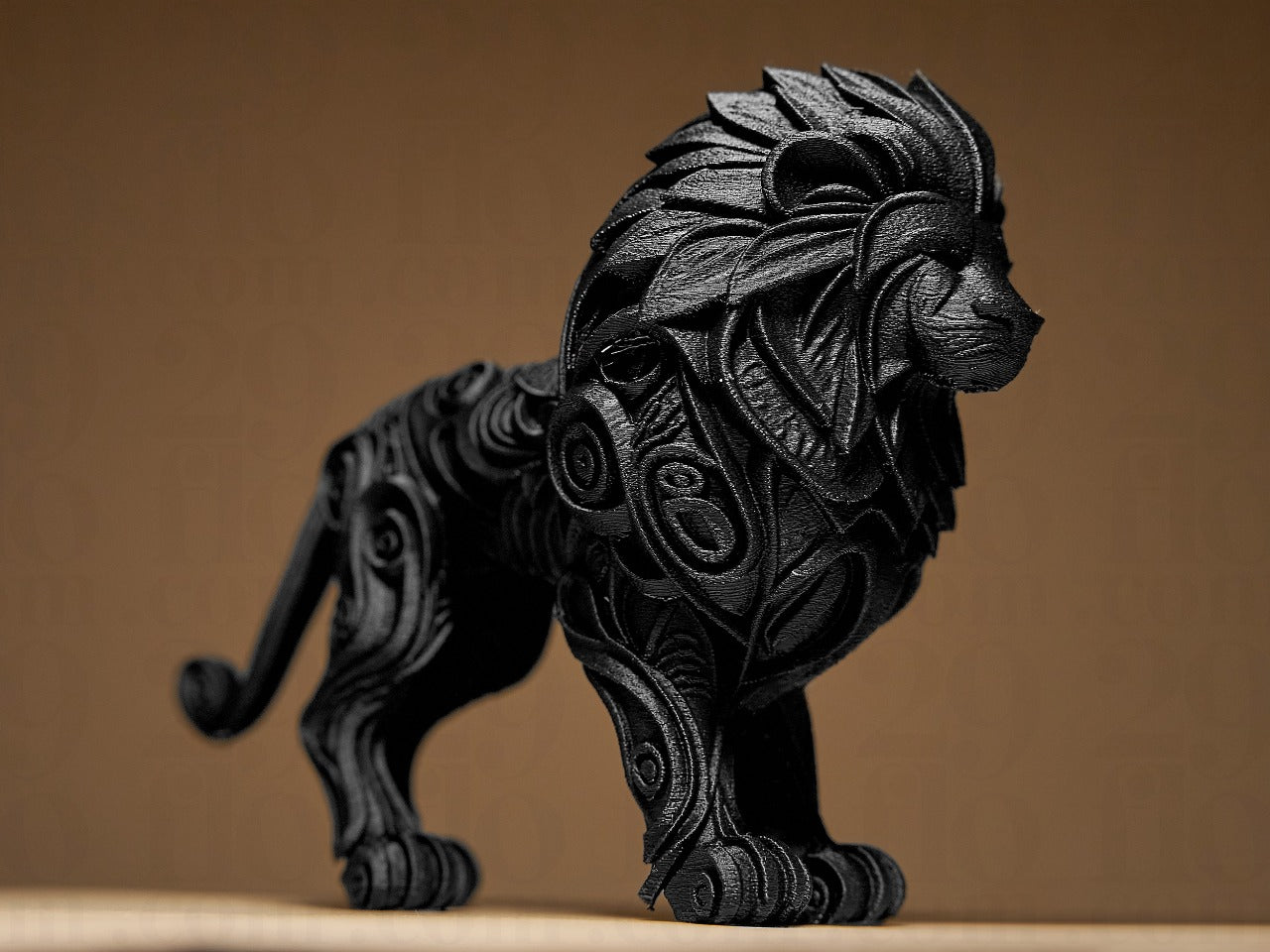 Beoals Majestic Silver Filigree Lion Sculpture | Ornate Textured Lion Figurine for Regal, Gothic, and Fantasy Decor