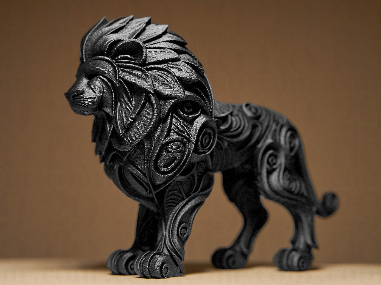 Beoals Majestic Silver Filigree Lion Sculpture | Ornate Textured Lion Figurine for Regal, Gothic, and Fantasy Decor