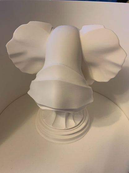 Beoals 3D Printed Geometric Elephant Head Sculpture | Modern Faceted Wildlife Bust in White Resin for Minimalist Decor