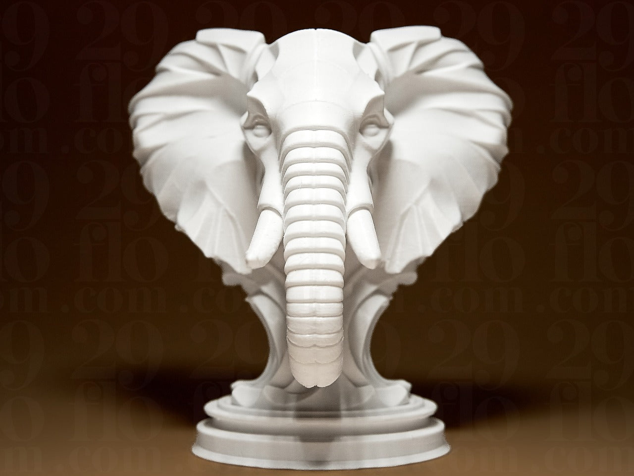 Beoals 3D Printed Geometric Elephant Head Sculpture | Modern Faceted Wildlife Bust in White Resin for Minimalist Decor