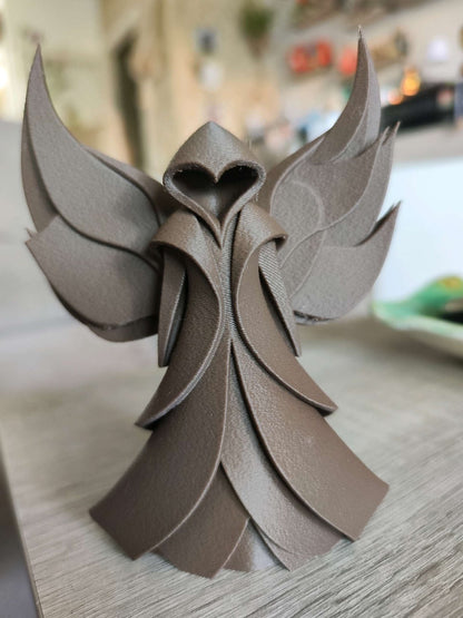 Beoals Layered Geometric Angel Statue - Fantasy Hooded Reaper Figurine