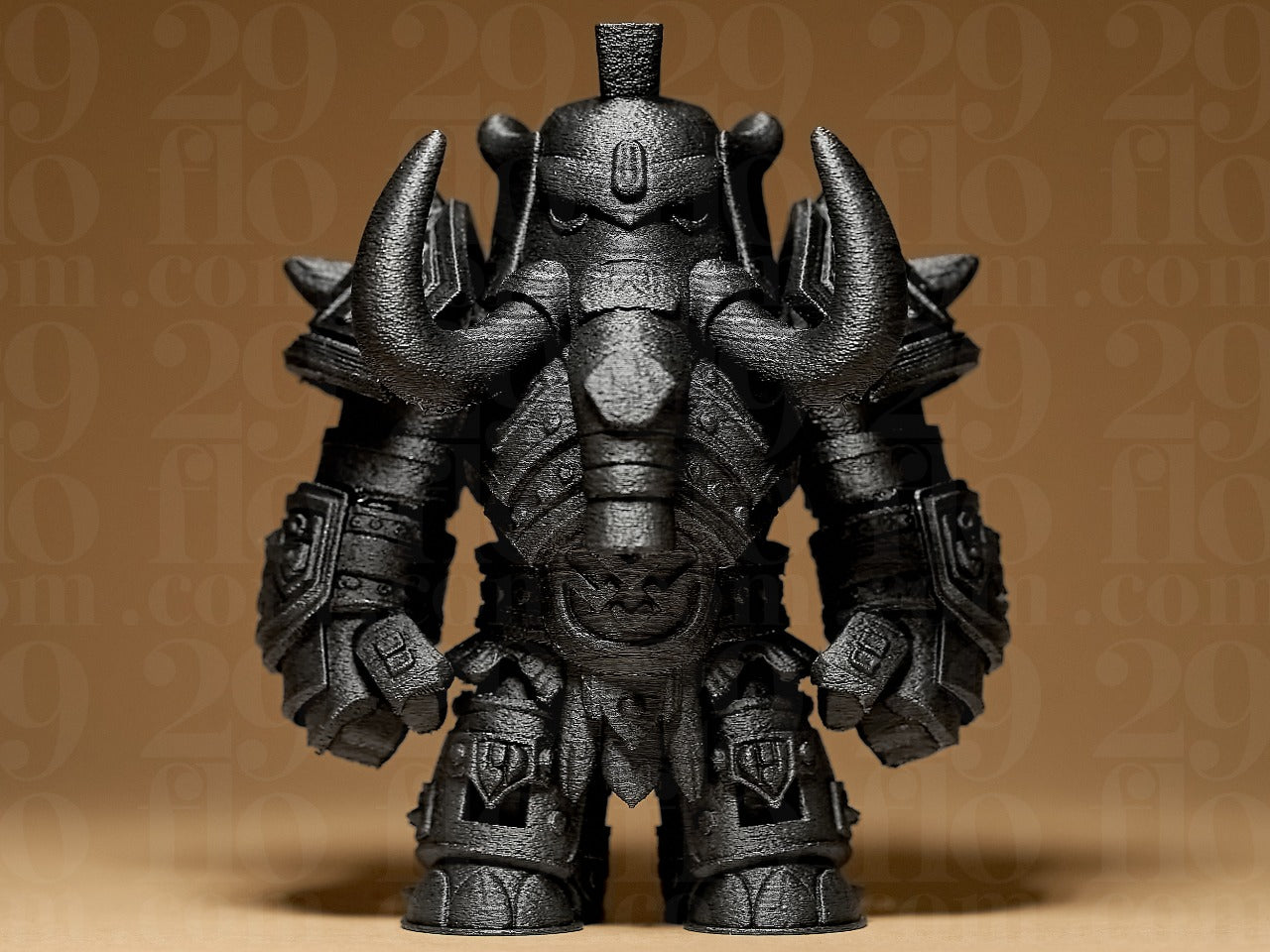 Beoals Premium 3D Printed Mammoth Warlord Miniature | Heavily Armored Beast-Man Fantasy Figurine for Tabletop Wargaming & Painting