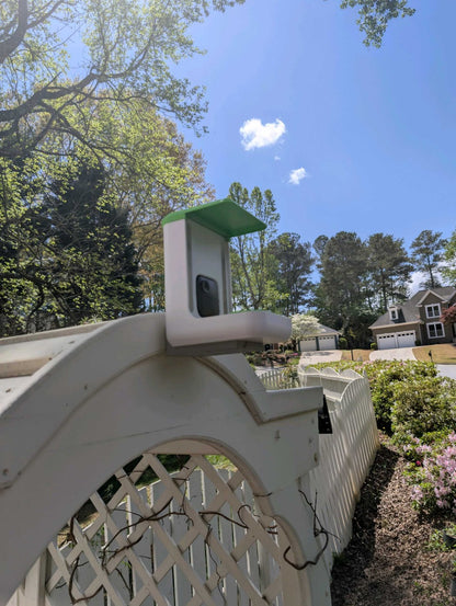 Beoals Smart Bird Feeder with Camera Slot | 3D Printed Outdoor Feeder | Transparent Seed Window | Green & Orange Weatherproof Design for Bird Watching