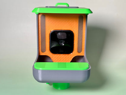 Beoals Smart Bird Feeder with Camera Slot | 3D Printed Outdoor Feeder | Transparent Seed Window | Green & Orange Weatherproof Design for Bird Watching