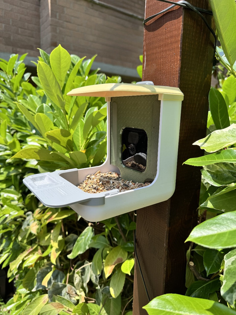 Beoals Smart Bird Feeder with Camera Slot | 3D Printed Outdoor Feeder | Transparent Seed Window | Green & Orange Weatherproof Design for Bird Watching