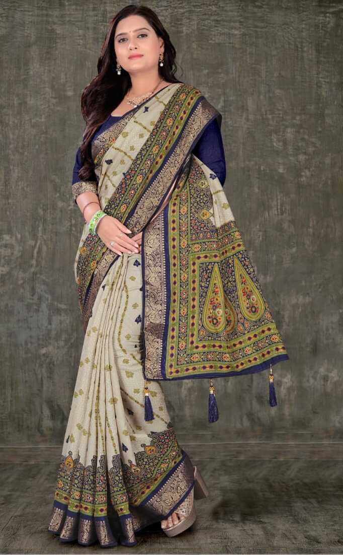 Sari for Women Heavy Rich Pallu with Unstitched Heavy Blouse Silk Printed Traditional Saree for Women