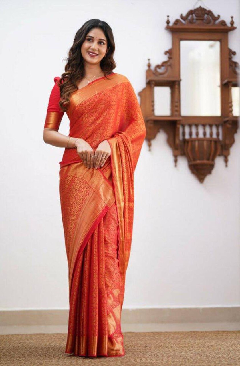 Pure Litchi Jaquard Silk Saree With Blouse Piece