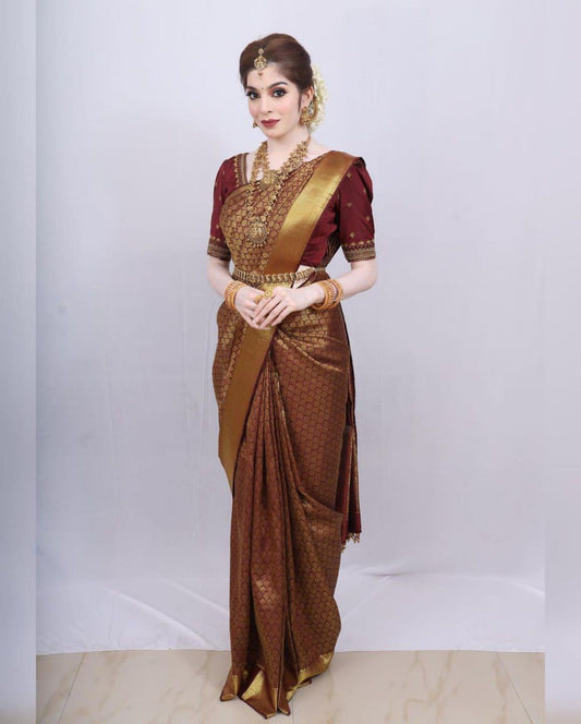 Woven Kanjivaram Jacquard, Art Silk Saree