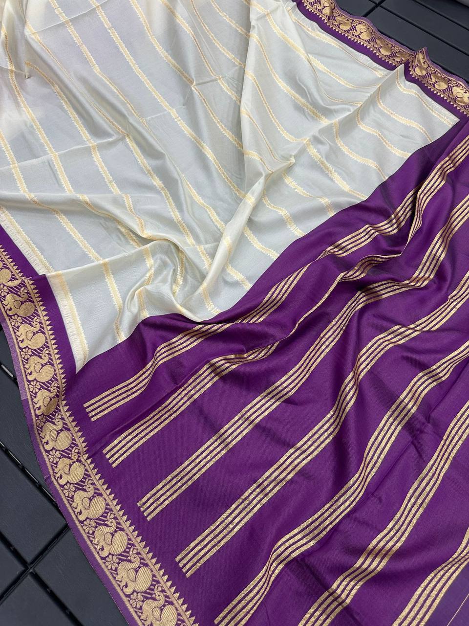 SOFT LICHI SILK SAREE Jacquard Border Saree With Unstitched Running Blouse For Women Wedding Wear