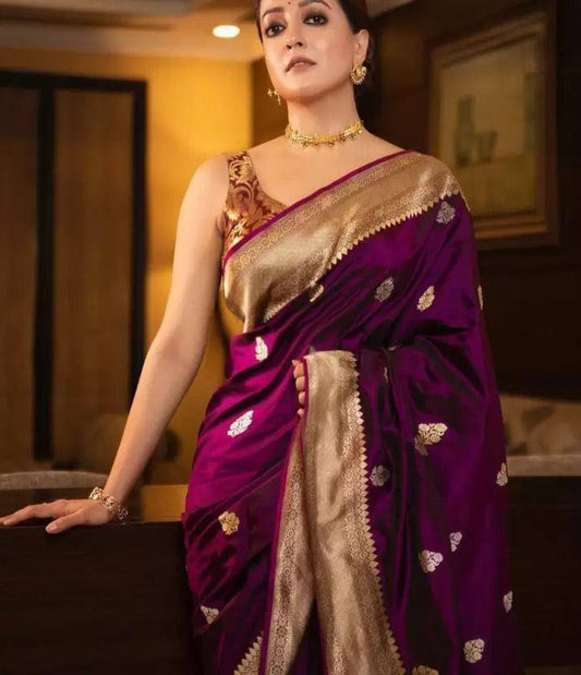 Sarees Woven Banarasi Kanjivaram Silk Saree With Blouse