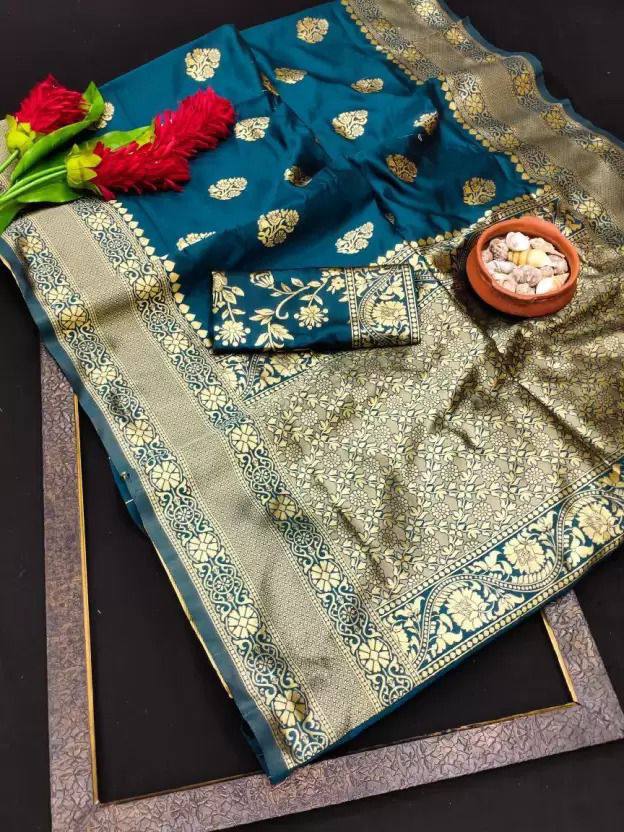 Sarees Woven Banarasi Kanjivaram Silk Saree With Blouse