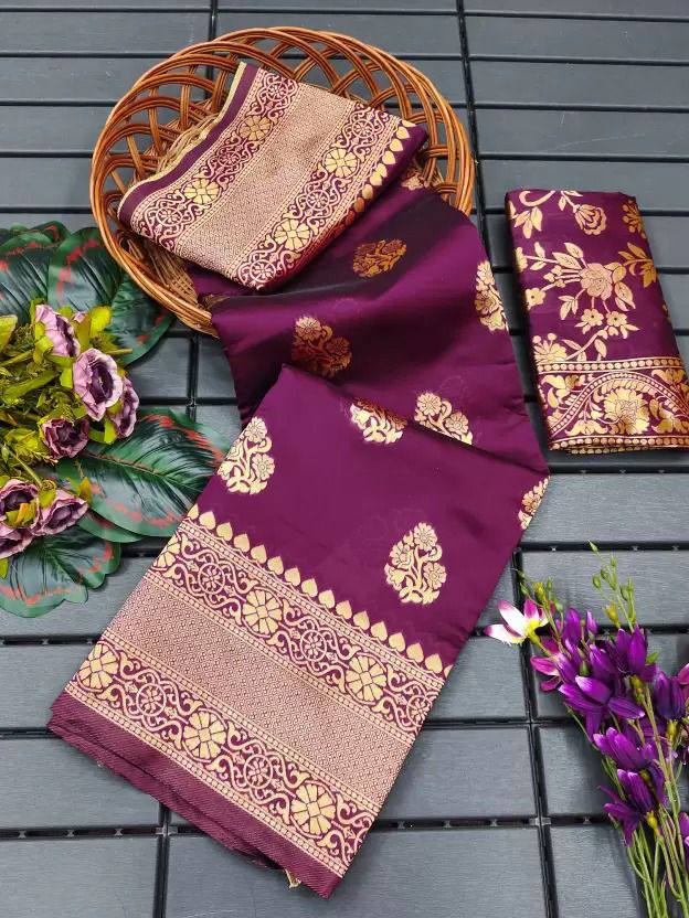 Sarees Woven Banarasi Kanjivaram Silk Saree With Blouse