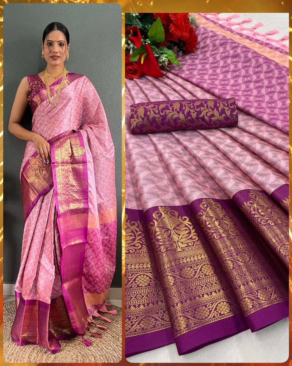 Embellished Banarasi  Pure Mercerised cotton Silk Blend Saree