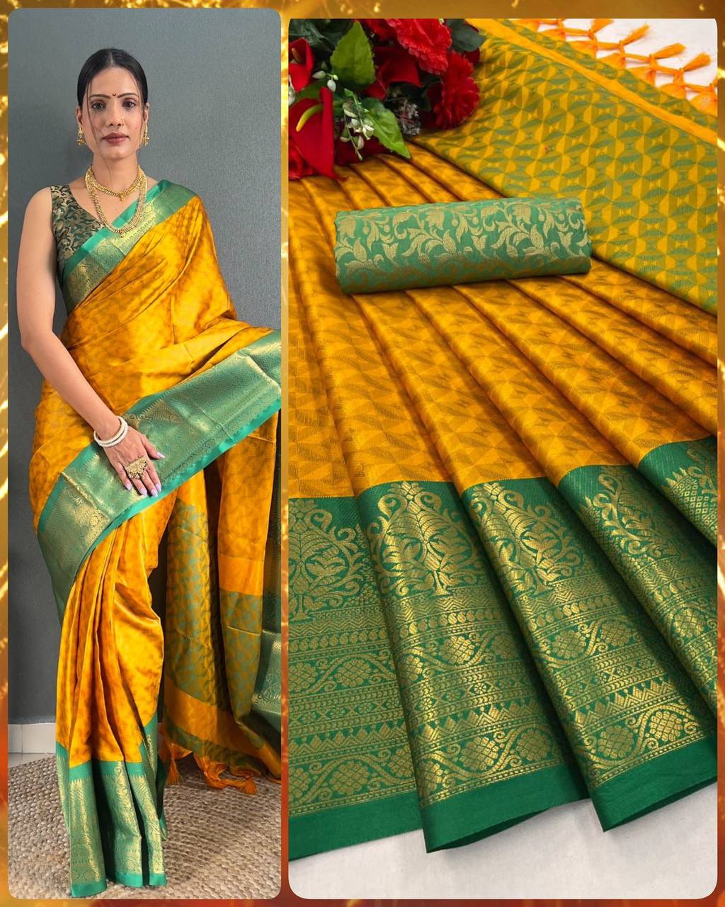 Embellished Banarasi  Pure Mercerised cotton Silk Blend Saree