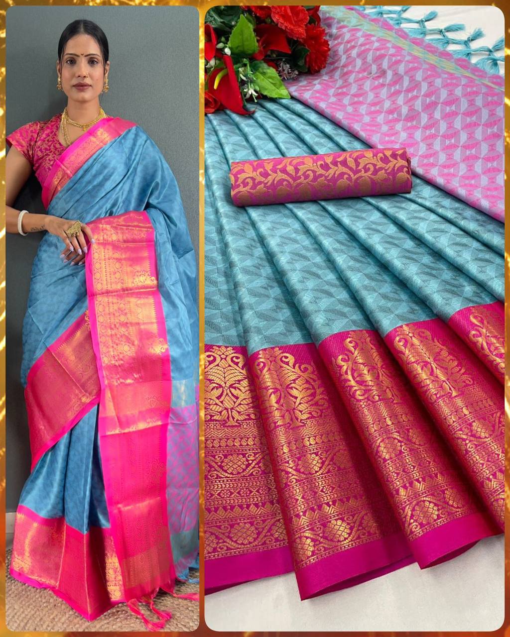 Embellished Banarasi  Pure Mercerised cotton Silk Blend Saree