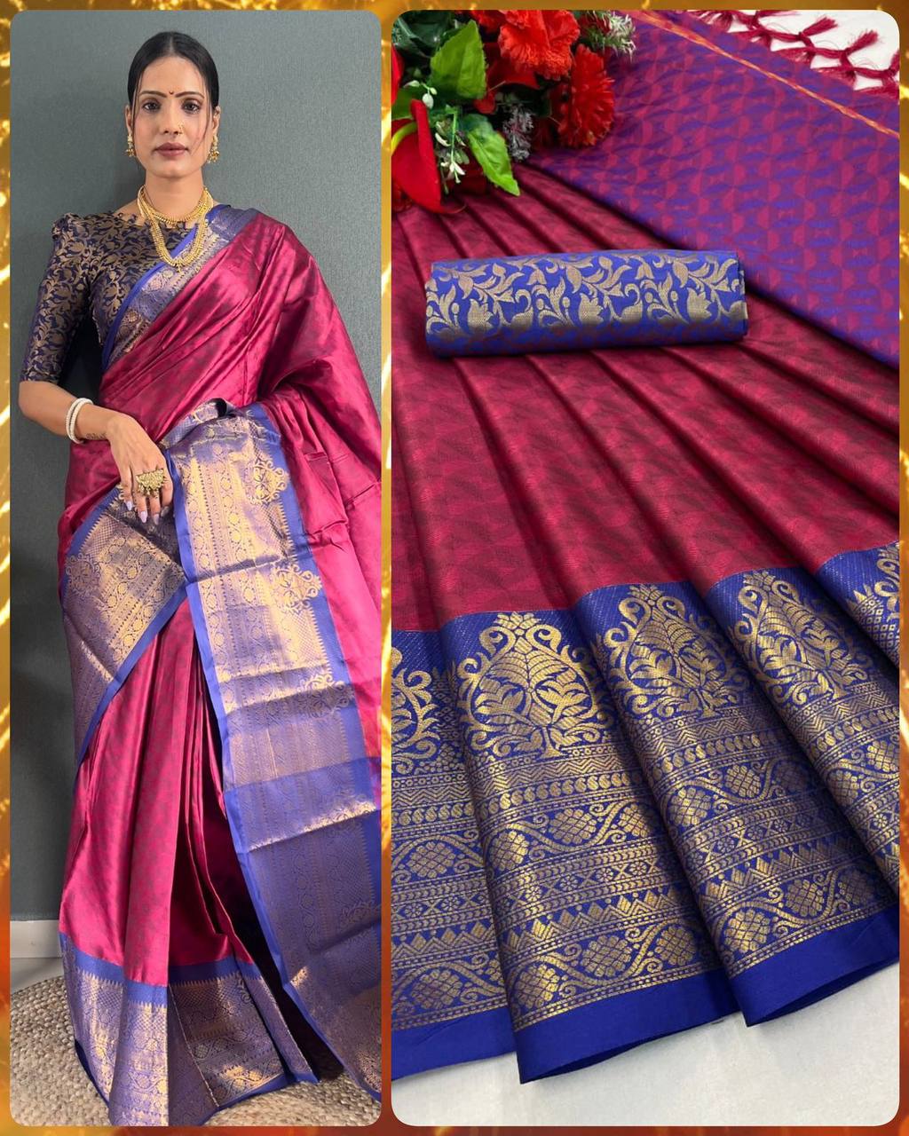 Embellished Banarasi  Pure Mercerised cotton Silk Blend Saree